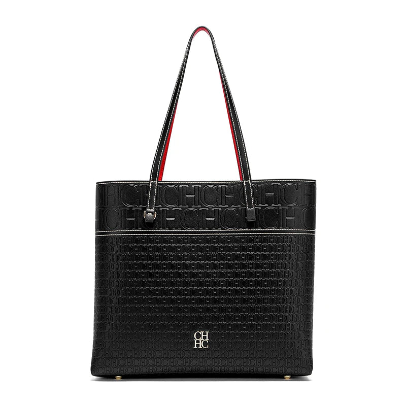 Letter Pattern PVC Tote Bag | Large Capacity Elegant Shoulder Bag Luxegan