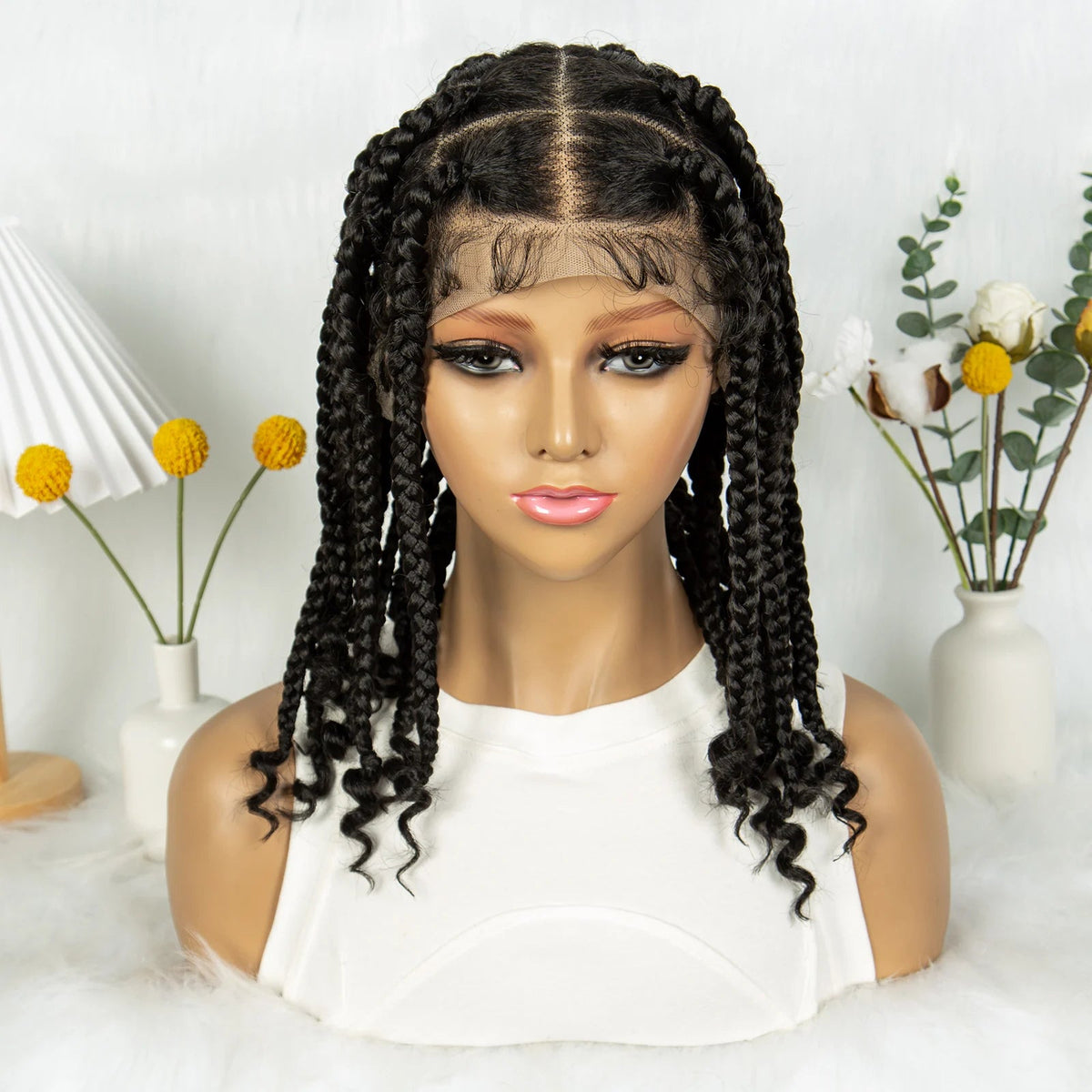 KIMA 14 Inches Synthetic Braiding Wigs Square Box Braided HD Full Lace Wigs for Africa Women Braided Wig with Baby Hair Luxegan