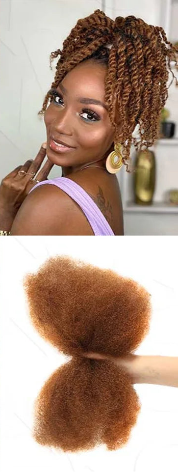 Afro Kinky Bulk Human Hair for Braids | Virgin Remy Extensions (Multi-Color Options) Luxegan