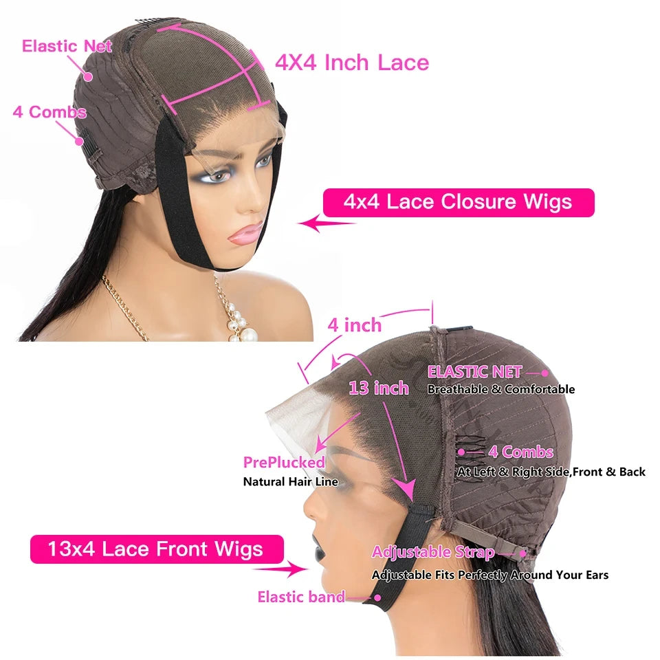 Straight Human Hair Short Bob Wig - 13x4 & 13x5x2 Transparent Lace Frontal Wig - Glueless - view 3