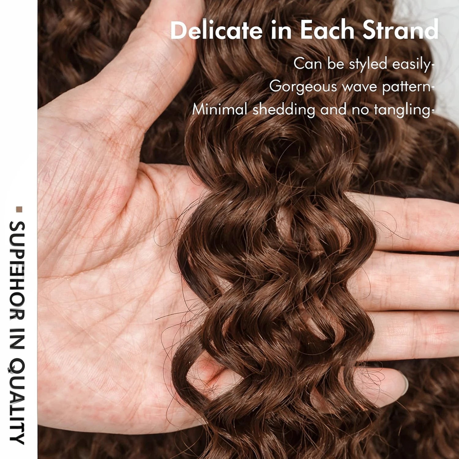 Brown Burmese Water Wave Braiding Hair | Sophisticated Knotless Pre-Separated Deep Curly Extensions | Elegant "100% Raw Virgin" Silhouette | "Dignified" Invisible Feather Crochet Human Hair for Radiant Versatile Styling Luxegan