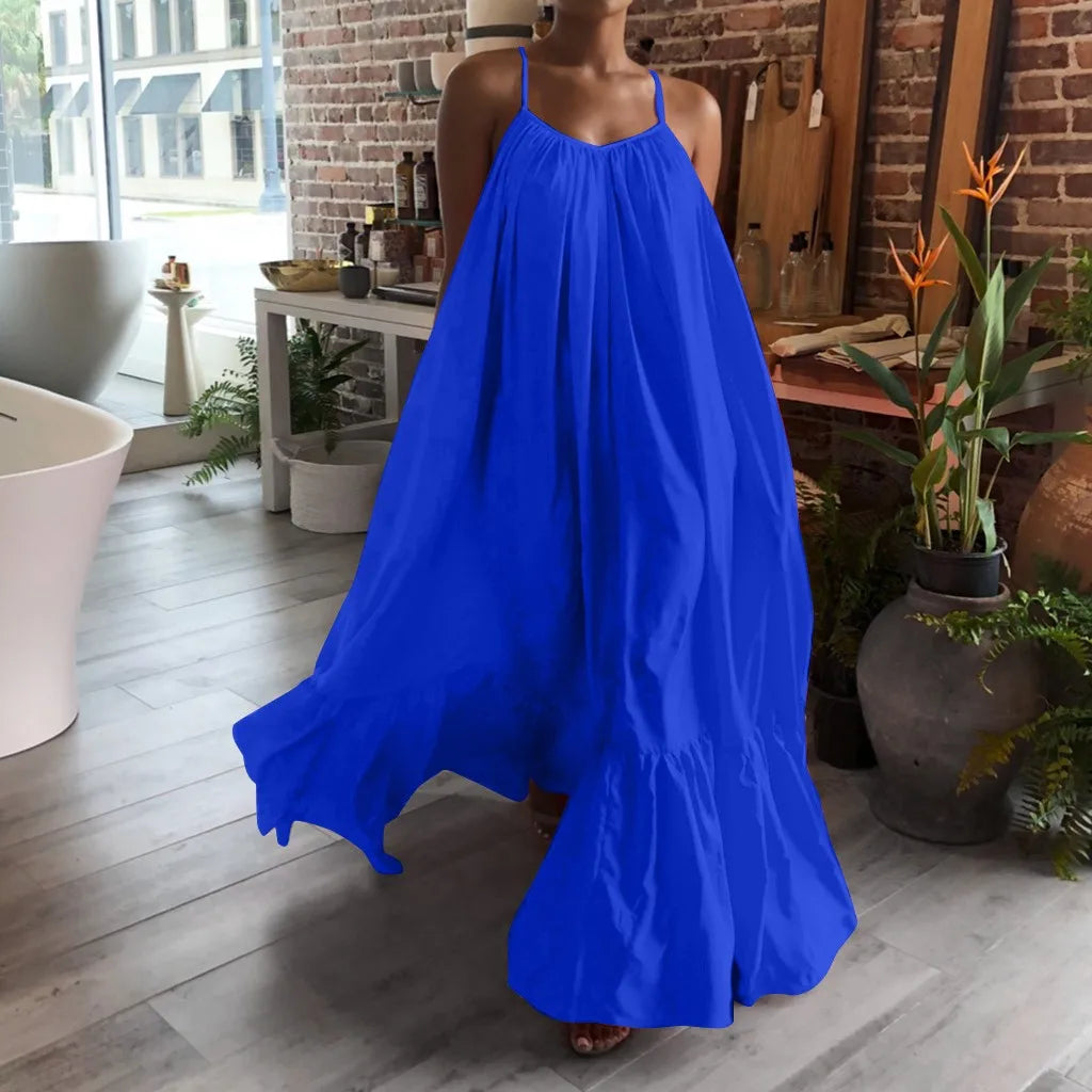 Solid Sleeveless Round Neck Slim A-Line Knee-Length Dress – Single Breasted, Casual Luxegan