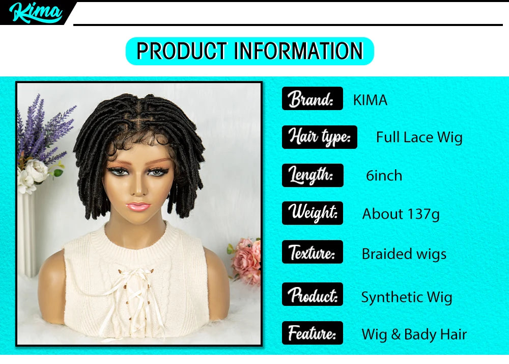 Synthetic Dreadlock Faux Locs wig Knotless Box Braided Wig Lace Front Braided Wig Full Lace African Braiding Hair For Man Women Luxegan