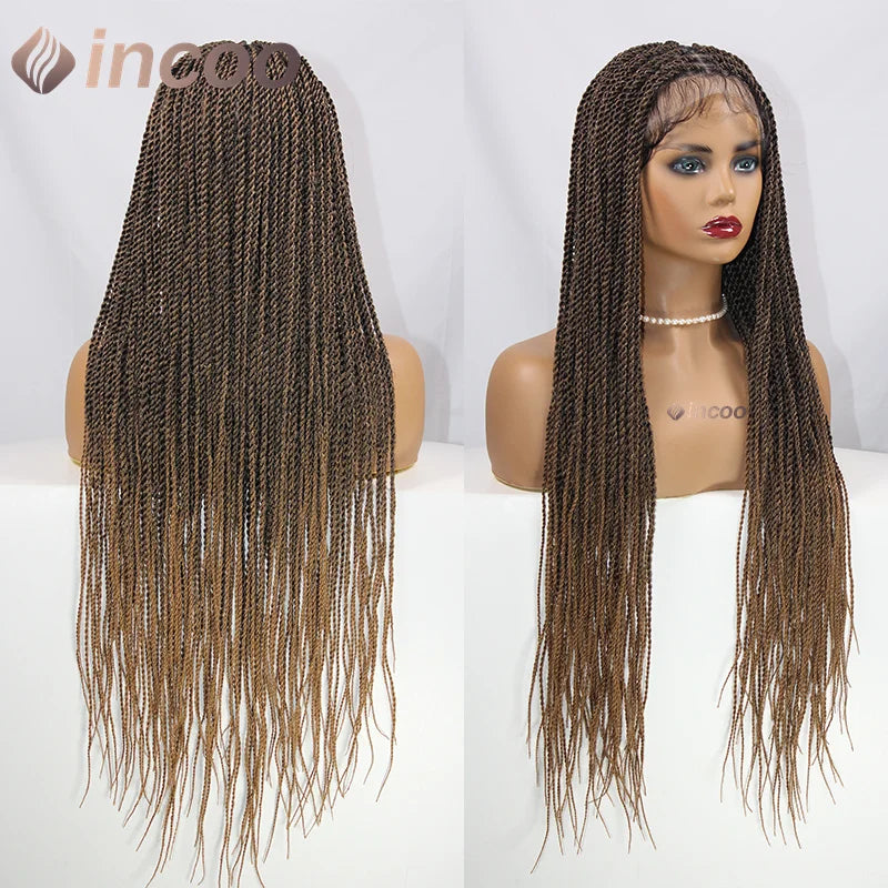 Goddess Faux Locs & Senegalese Twist Lace Front Wig | Box Braids | Full Lace Frontal | Synthetic Braids Luxegan