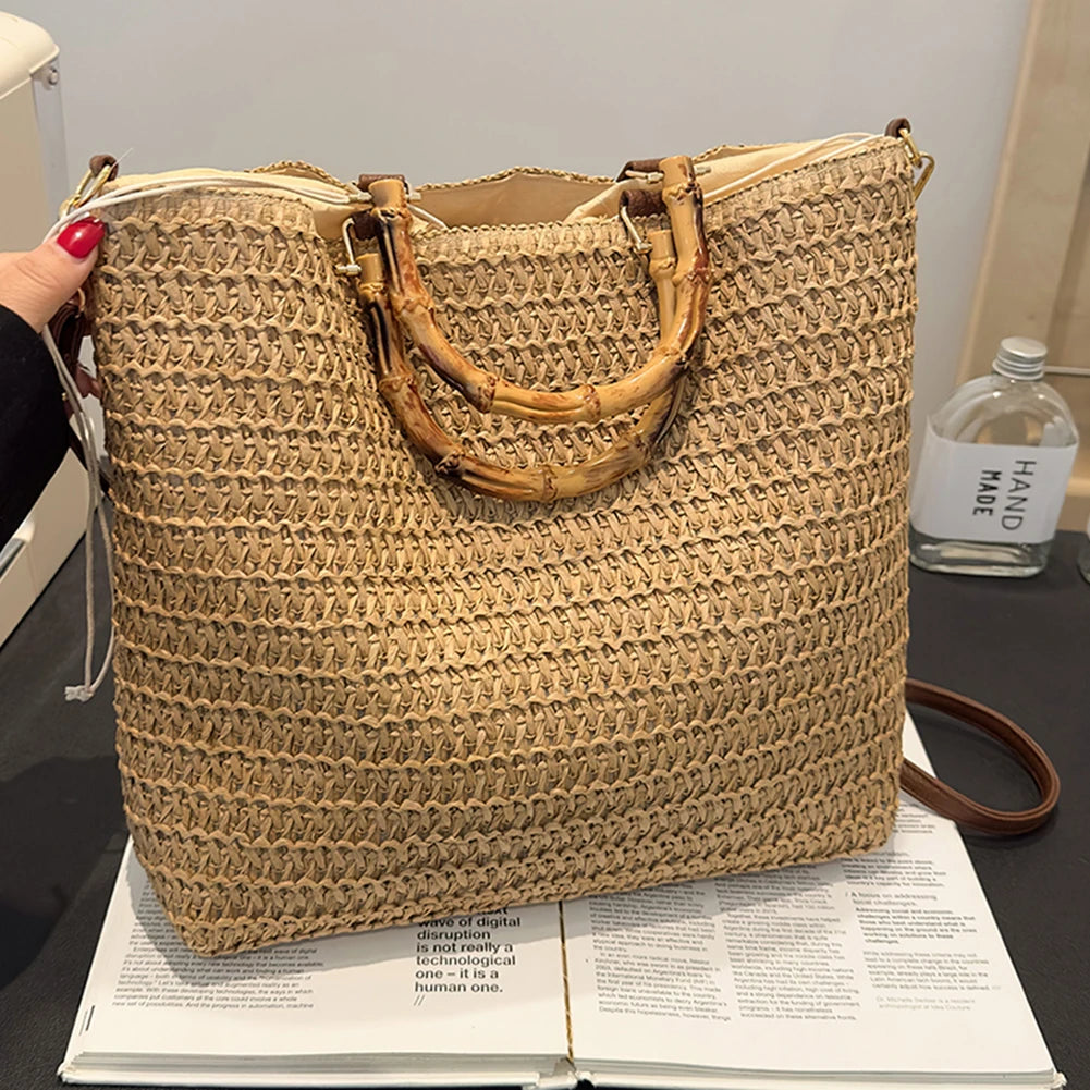 Handmade Straw Tote Bag | Large Capacity Woven Clutch Luxegan