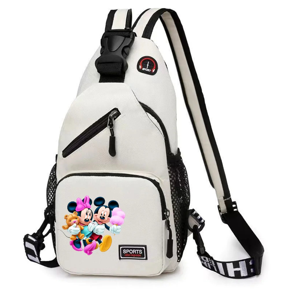 Mickey Minnie Mouse Cartoon Shoulder Bag | Unisex Multi-functional Oxford Fabric Backpack & Casual Chest Business Travel Pack Luxegan