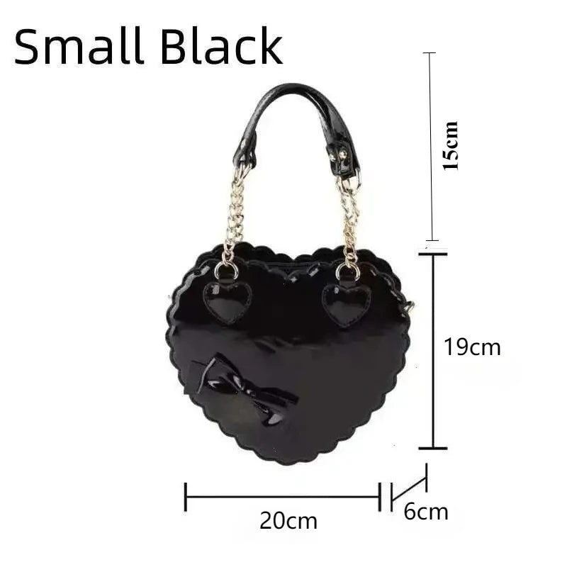 PU Leather Bow Shell Bag | Hard Pink Lolita Japan Style Messenger Purse Luxegan