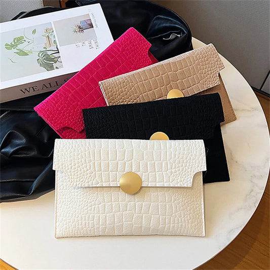 Casual Ladies Clutch Bag Handheld Envelope Handbag | Felt Crocodile Pattern Purse | Solid Color Business Women's Evening Clutches Luxegan