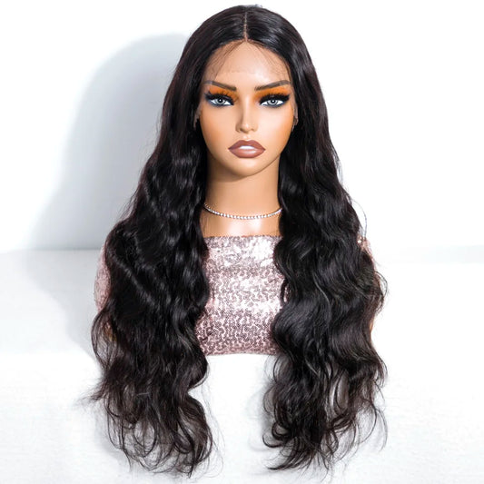 Sleek 28-Inch Body Wave HD Lace Wig - 13x6x1 Transparent Swiss Lace Frontal Human Hair Wig - 100% Natural Brazilian Remy Human Hair Glueless Long Wig for Women Luxegan