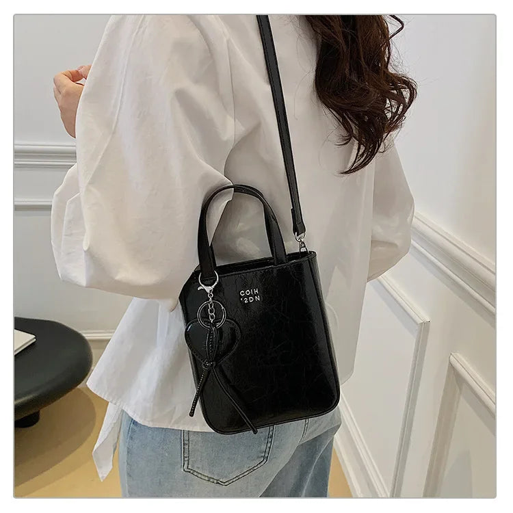 New Trend Korean Silver PU Leather Shoulder Bag | High Quality Mini Vertical Square Crossbody Purse for Women Luxegan