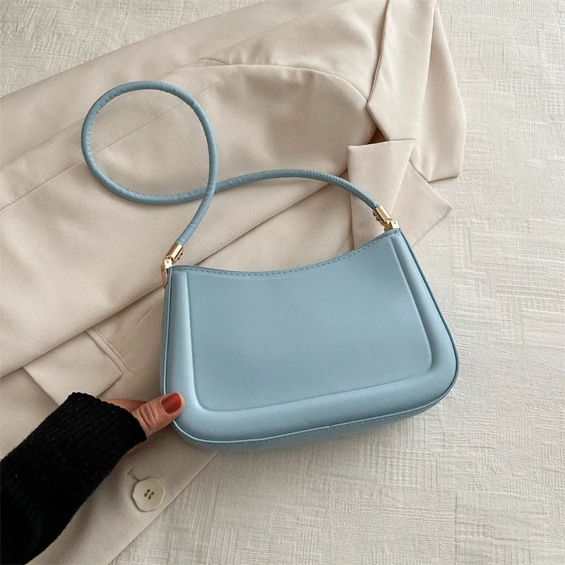 New Trendy Fashion Retro Solid Color Texture Underarm Bag | Popular Casual Simple Women's Small Square Handbag (Bolsos De Señora) Luxegan