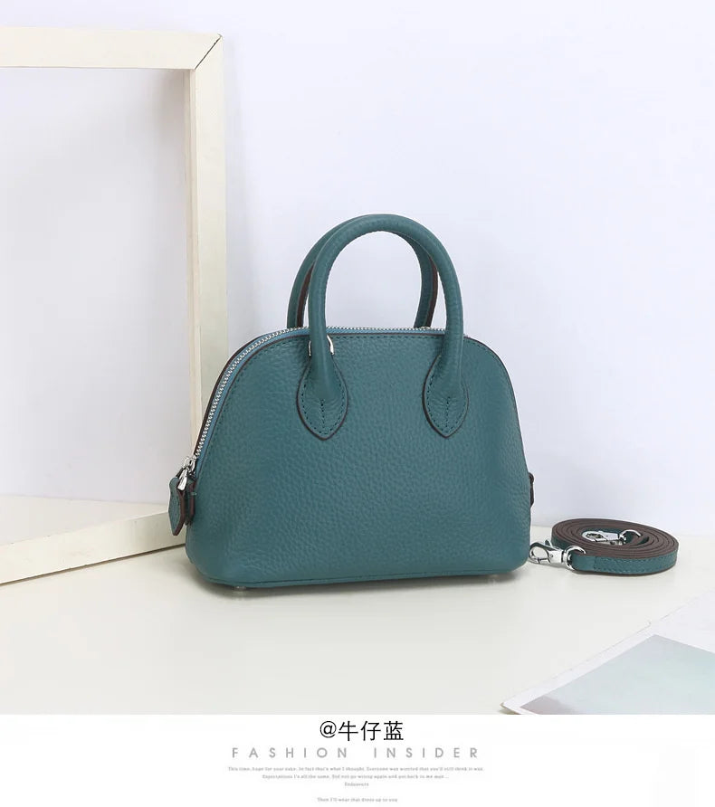 Shell Bag Women's Messenger Bag | Cow Leather Simple Shoulder Bag & Fashion Ladies Classic Handbag (Small Mobile Phone Crossbody Bag) Luxegan