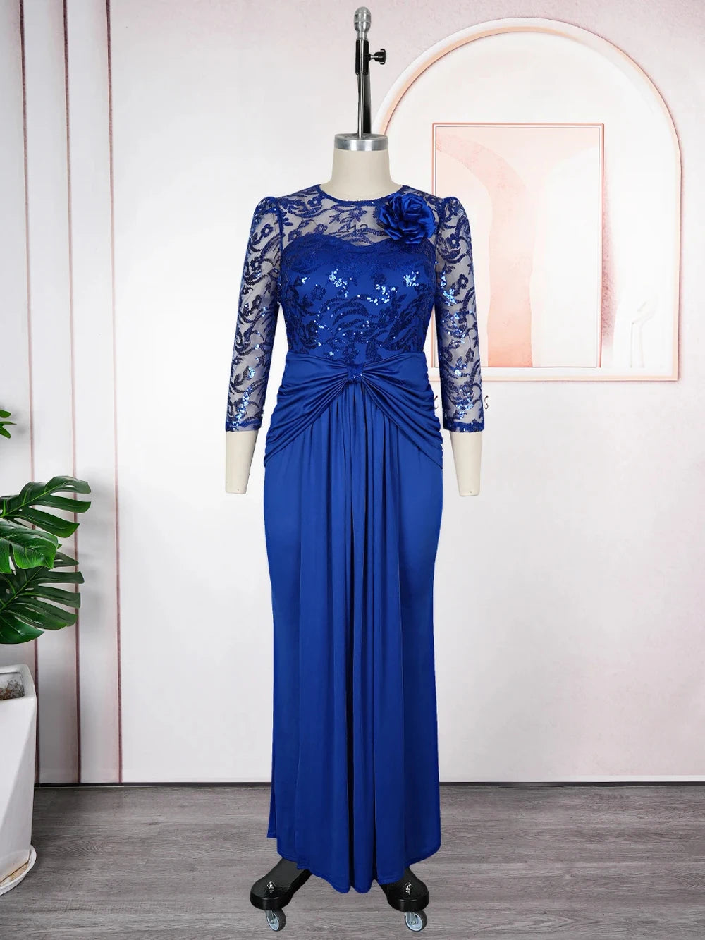 Sequins Long Sleeve Chiffon Dresses Elegant Women Party Prom Birthday Evening Maxi Robes African Dashiki Clothing Turkey Kaftans
