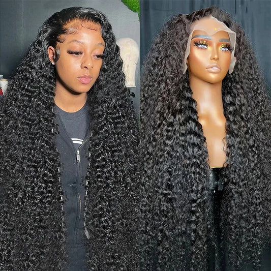 Transparent Deep Wave Lace Frontal Wig | Sophisticated 13x6 & 13x4 French Lace | Elegant "Brazilian Remy" 26+ Inch Length | "Dignified" Pre-Plucked 4x4 Closure Human Hair for Radiant Versatile Styling Luxegan