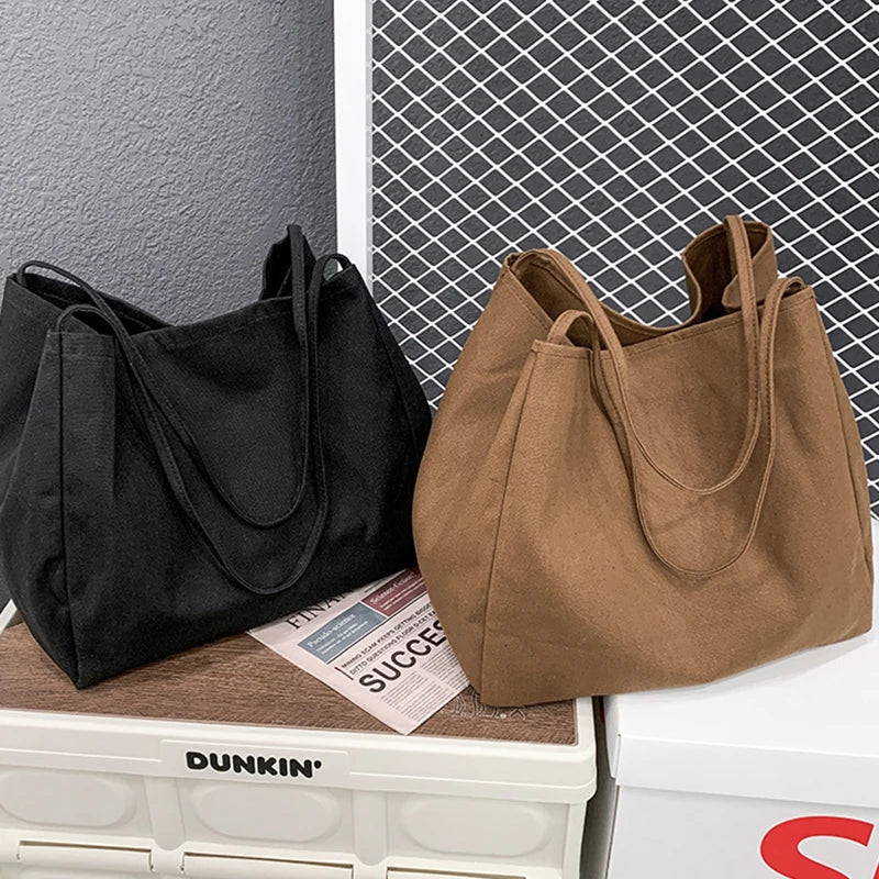 Large Capacity Canvas Shopper Tote | Eco-Reusable Grocery Handbag & Travel Shoulder Bag Luxegan
