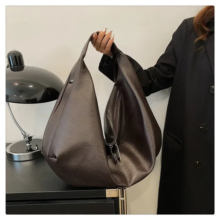 Big Black Shoulder Bag | Large Hobo Shopper Bag & Soft Leather Crossbody Handbag Luxegan