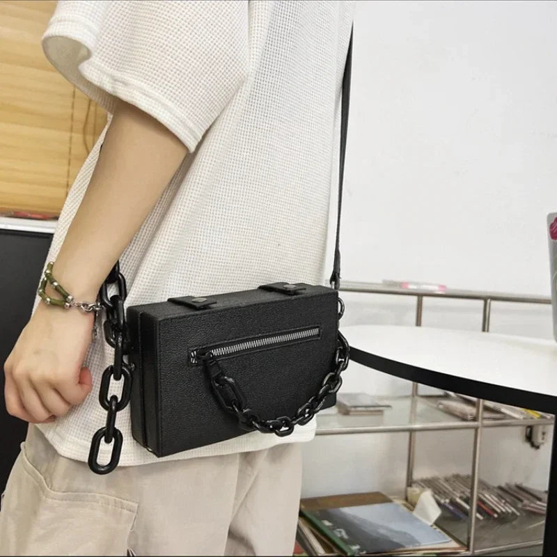 Hard Mini Flap Crossbody | Unisex Chain Messenger Bag Luxegan