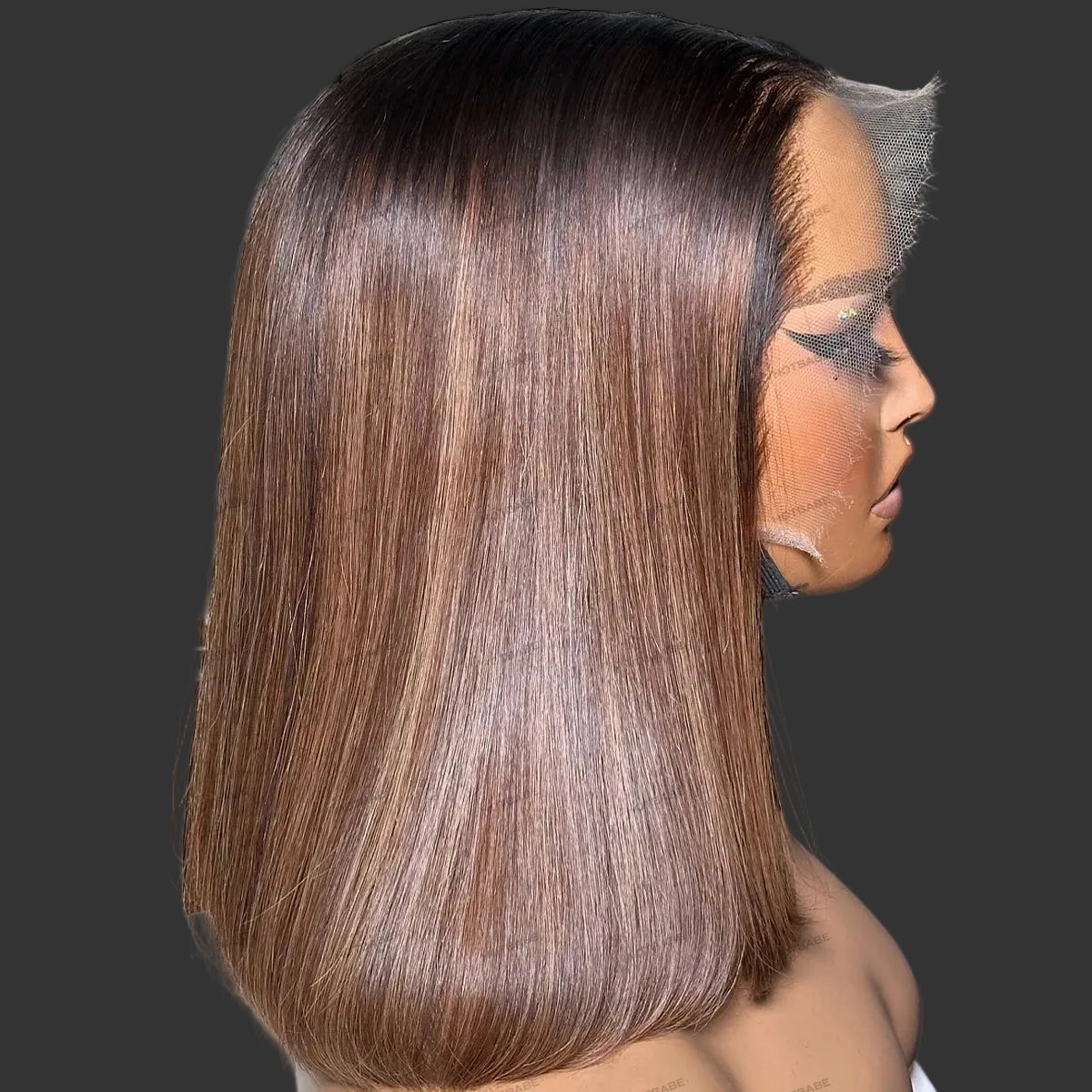 Ultra-High 450 Density Brown Straight Bob HD Lace Wig | Sophisticated 360 Full Lace & 13x6 Frontal | Elegant "Brazilian Remy" Silhouette | "Dignified" Pre-Plucked Wear-and-Go Human Hair for Radiant Versatile Styling Luxegan