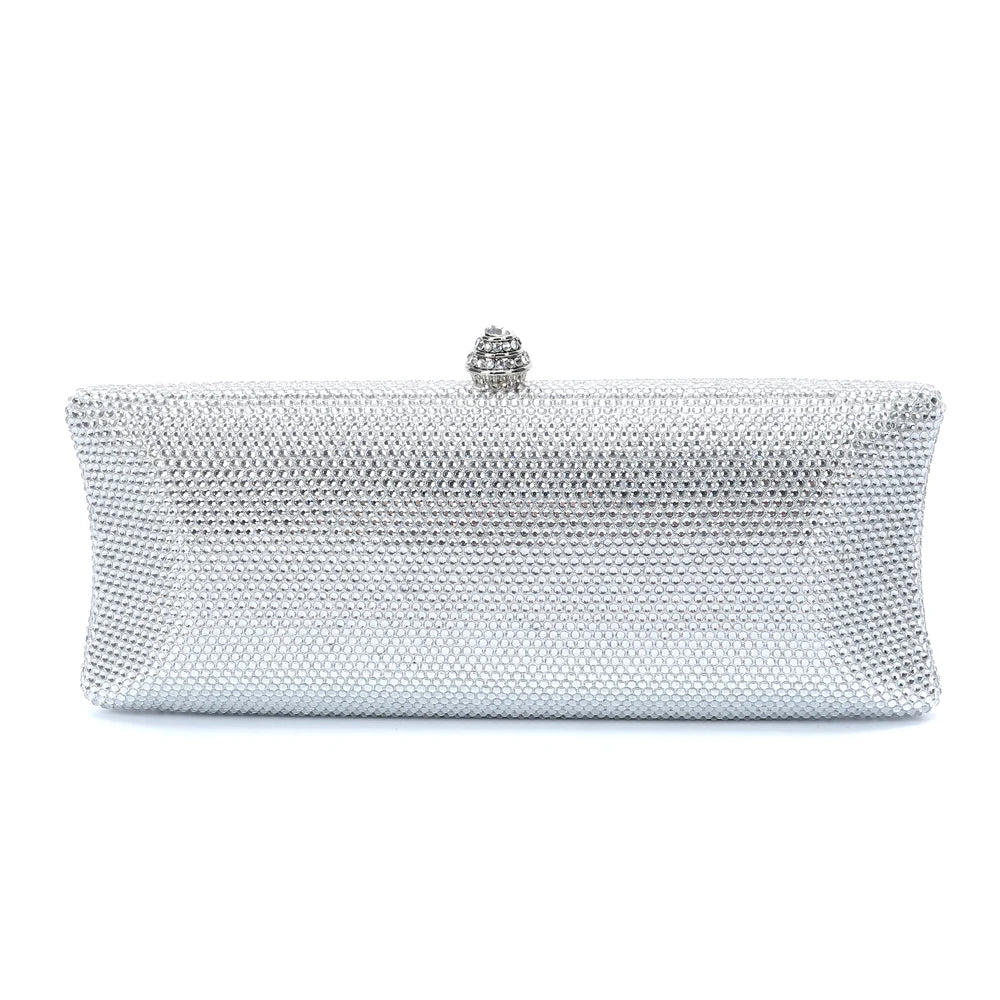 Colorful Diamond Gala Evening Bag | Sophisticated Rhinestone Party Clutch | Elegant Metallic Dinner Purse | "Dignified" Hard-Shell Bridal Handbag for Versatile Occasion Styling Luxegan