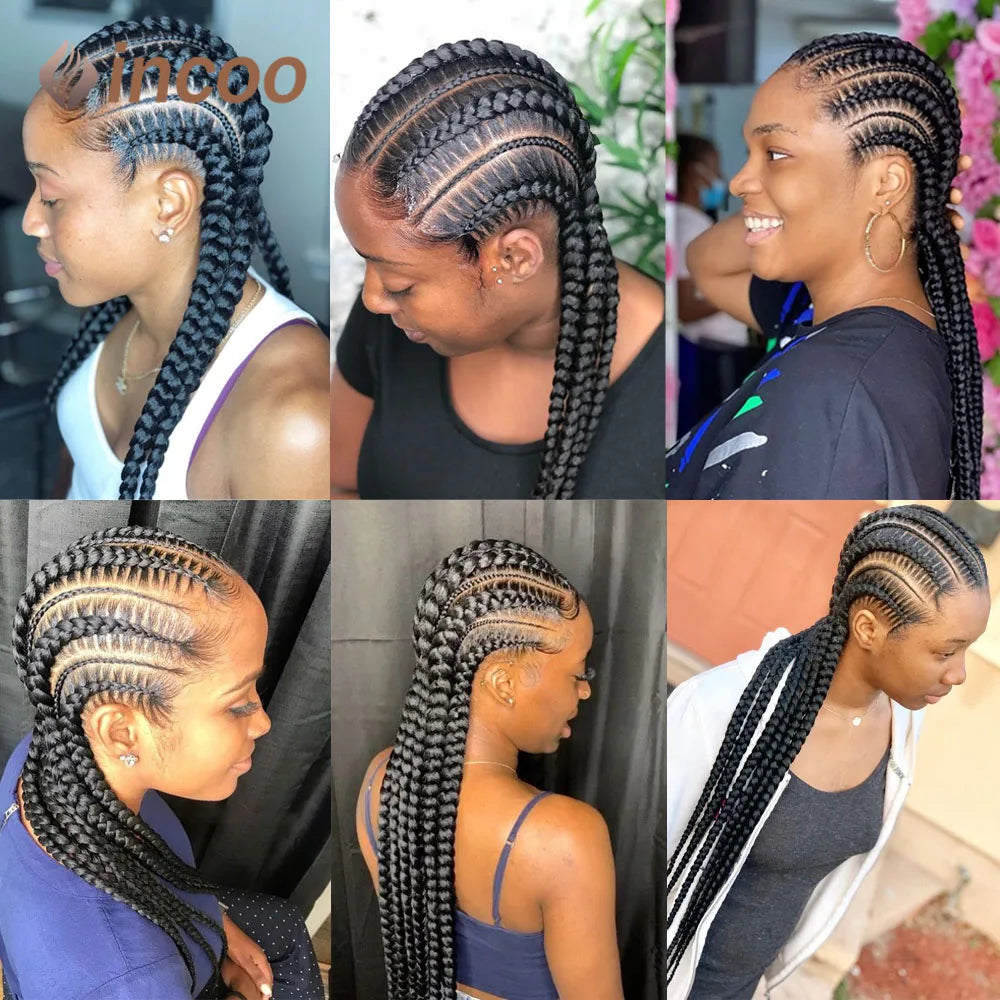 36 Inch Jumbo Knotless Box Braid Cornrow Wig | Full Lace