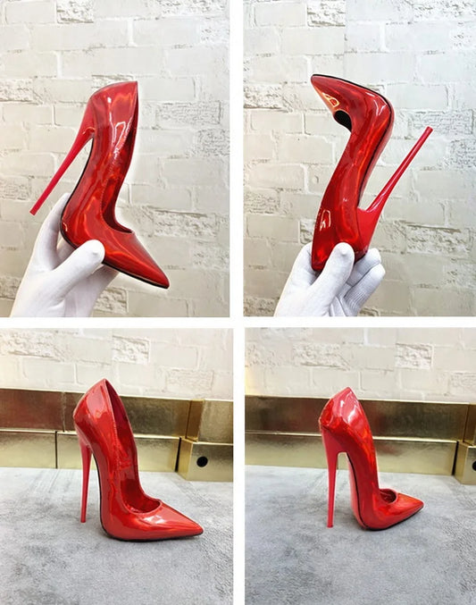 16cm Stage Show Patent Leather Stilettos | Sophisticated Camouflage Pattern High Heels | Elegant "Handmade Shallow-Out" Silhouette | "Dignified" Sexy Pointed Toe Party Shoes for Radiant Versatile Styling Luxegan