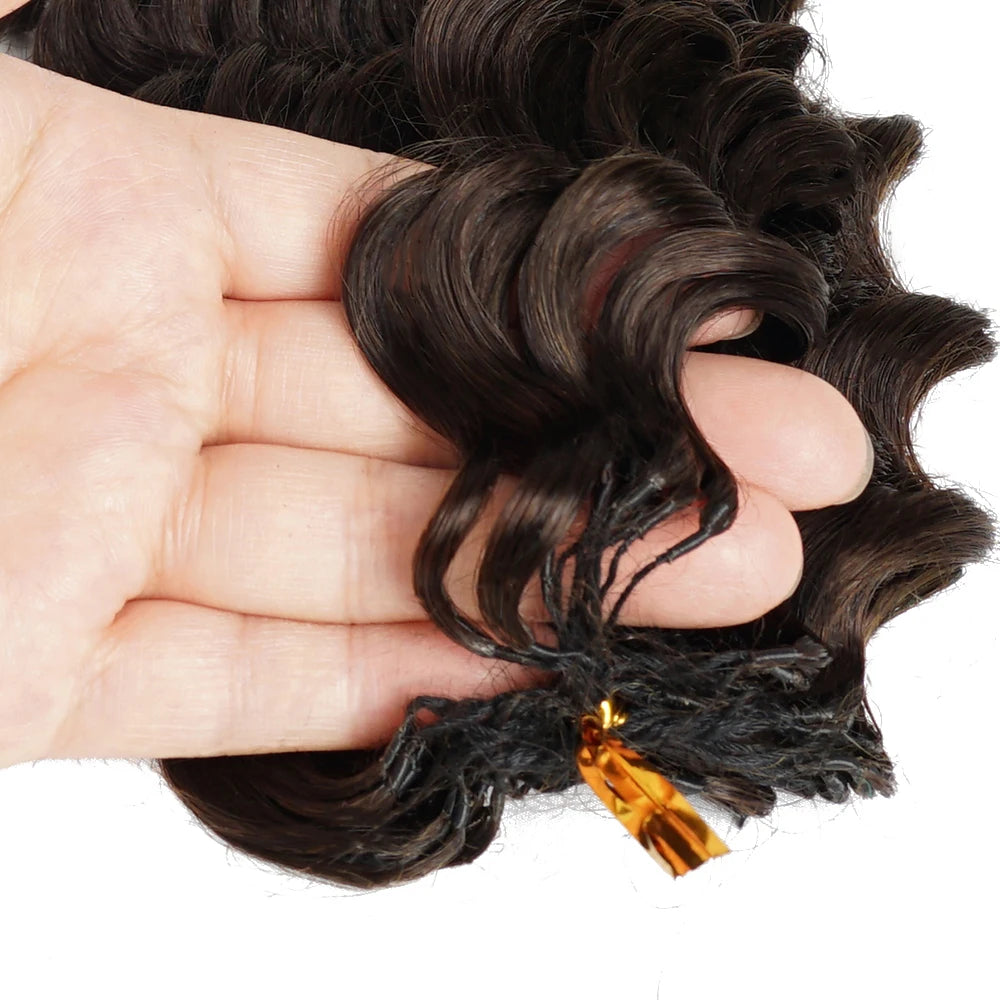 Deep Wave Miracle Knots Feathered Bulk Hair for Braiding – Highlight Brown & Honey Blonde Boho - view 6