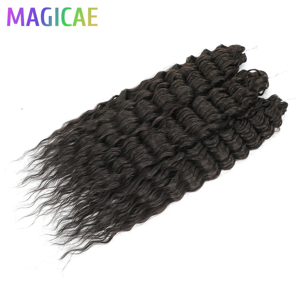 22 Inch Deep Water Wave Crochet Braids – 3 Pcs 300g Bio-Protein Synthetic Hair Bundles for Women