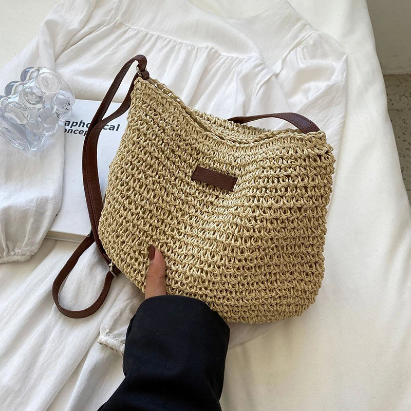 Summer Straw Saddle Bag | Handmade Woven Crossbody Purse Luxegan