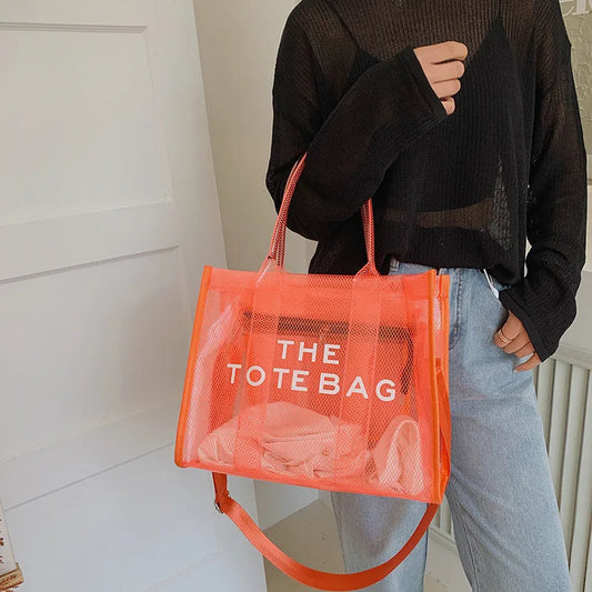 The Tote Bag for Women | Luxury Designer Clear Beach Bag & Summer Crossbody | Fashion Pink PVC Shopper & Handbag Luxegan