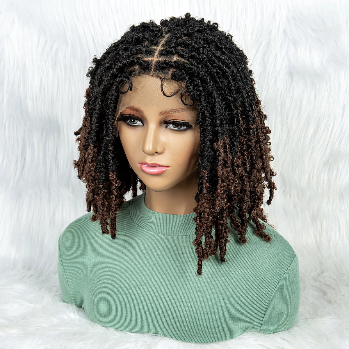 KIMA Pelucas trenzadas sintéticas de 14 pulgadas Peluca frontal de encaje Pelucas trenzadas 9x6 Trenzas de caja sin nudos con pelo de bebé para mujeres negras