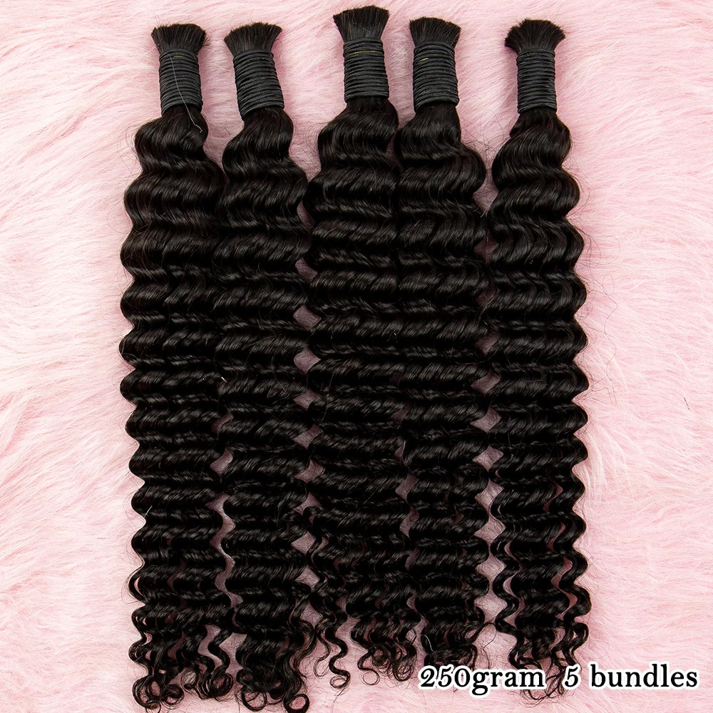 NABI Deep Wave Virgin Human Hair Bulk | Boho Braids Crochet Braiding No Weft Hair Extensions - view 2