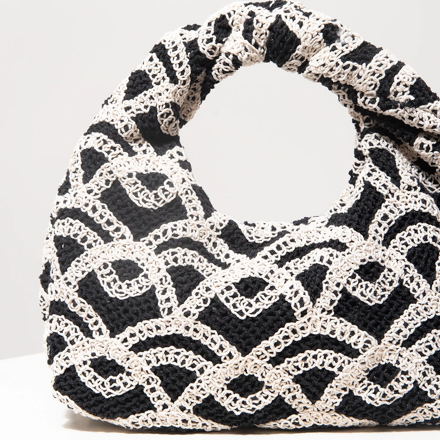 Soft Bohemian Hollow Woven Handbag | Zippered Crochet Beach Tote Luxegan