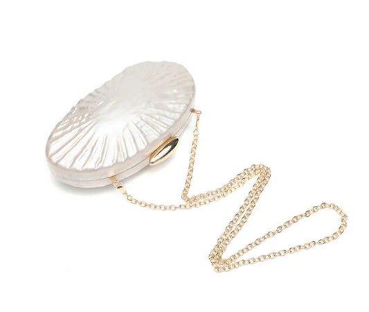 Sparkling Acrylic Shell Clutch | Elegant Rhinestone Evening Bag Luxegan
