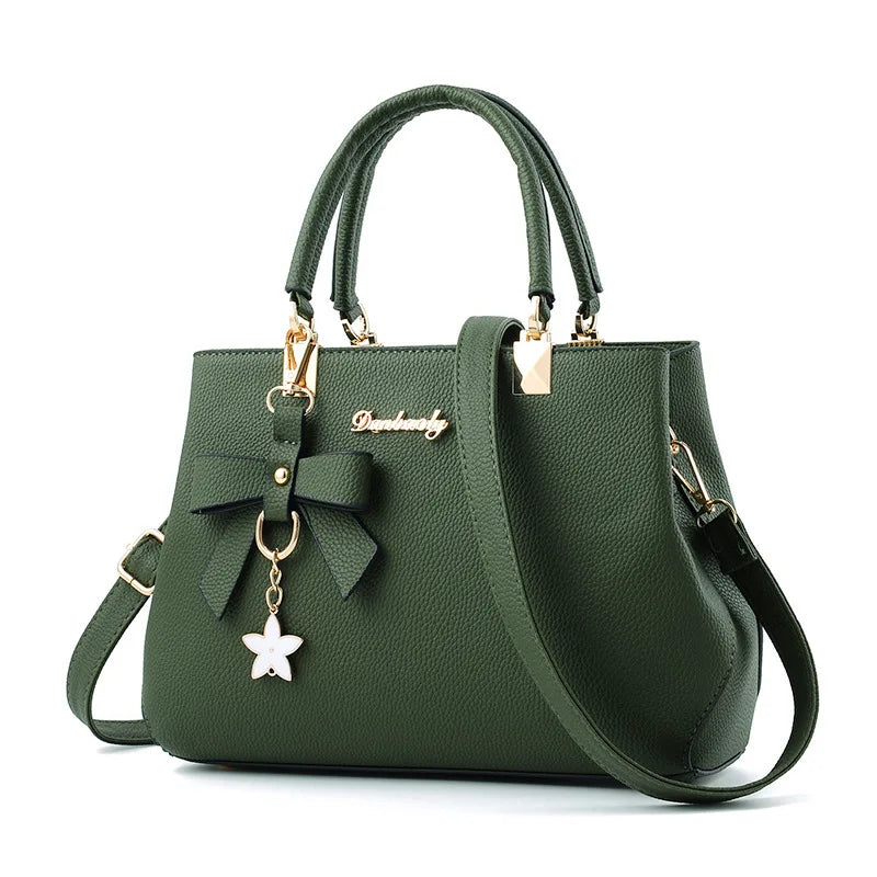 Elegant Women’s Messenger Bag with Flower Pendant | Office Ladies’ Pure Handbag & Satchel - view 8