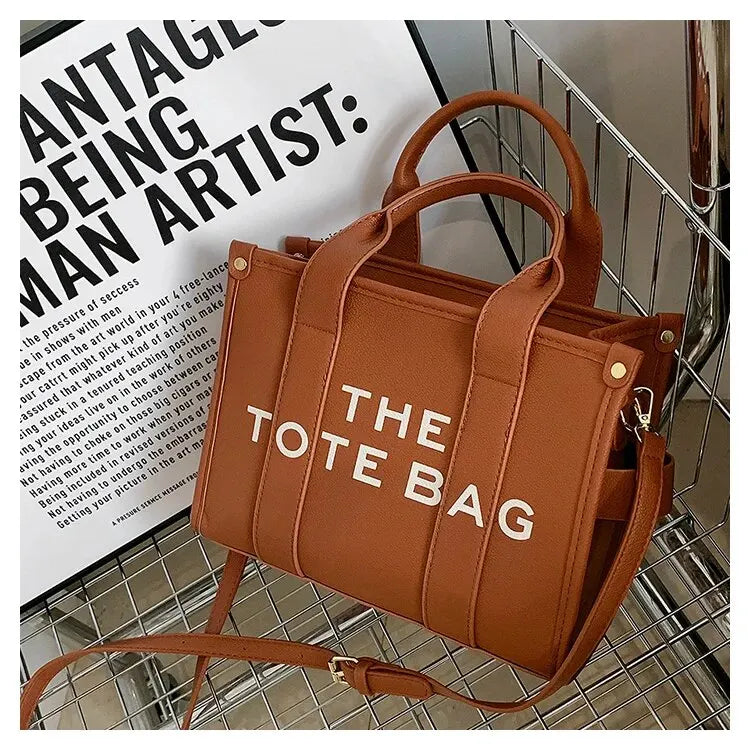 The Tote Bag for Women | Crossbody Female Handbag & New Solid Words Letter Leisure Large Bag (Luxury Fashion Designer PU Bag) Luxegan