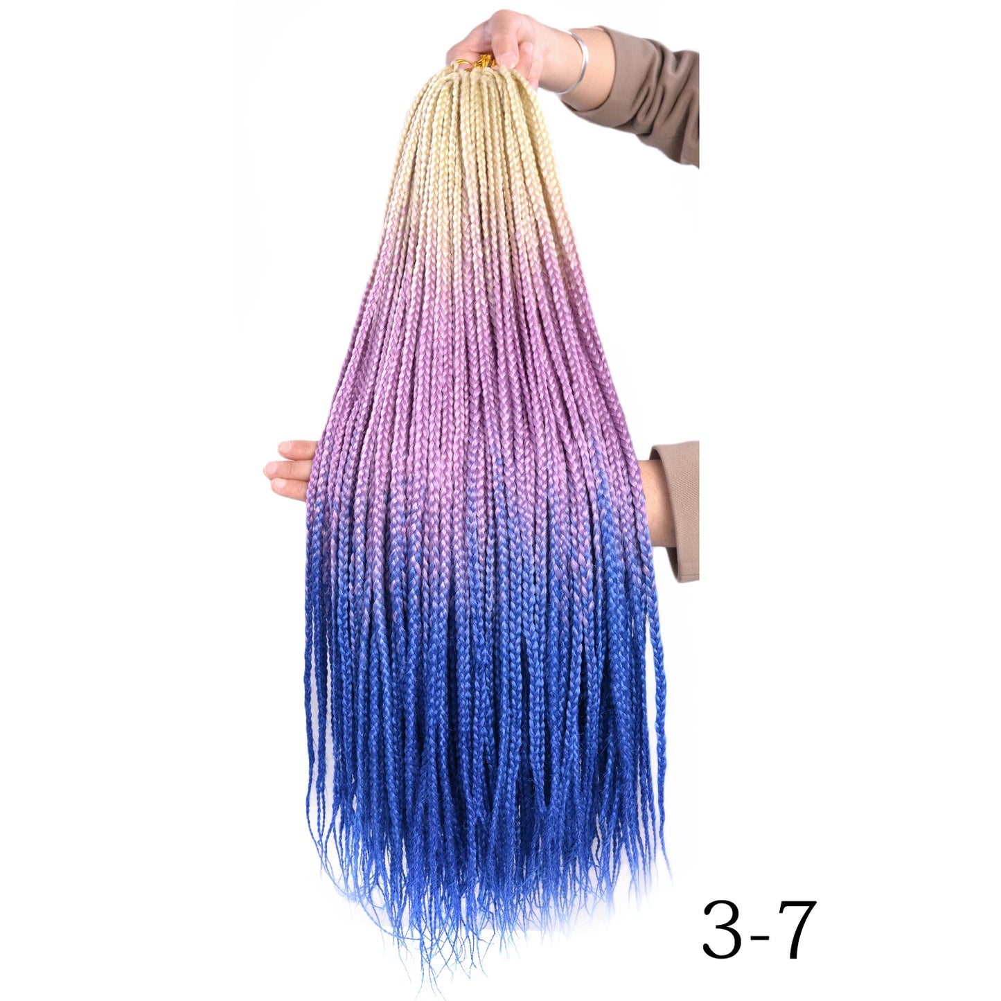 24-Inch Long Ombre Box Braids Crochet Hair - Pre-Looped Synthetic Braiding Hair Extensions - High Temperature Fiber 22 Strands/Pack Piano Color Crochet Braids for Women & Girls (27 Colors Available)