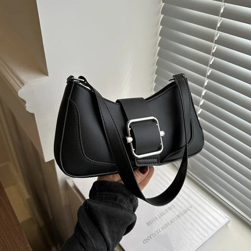 Women's Shoulder Bag | Fashionable Solid PU Leather Handbag & Casual Crossbody Purse
