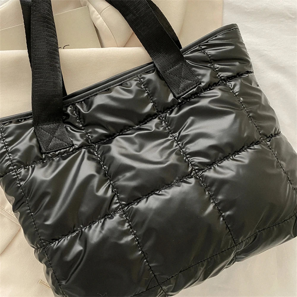 Soft Cotton Padded Quilted Tote | Large Capacity Office Handbag Luxegan