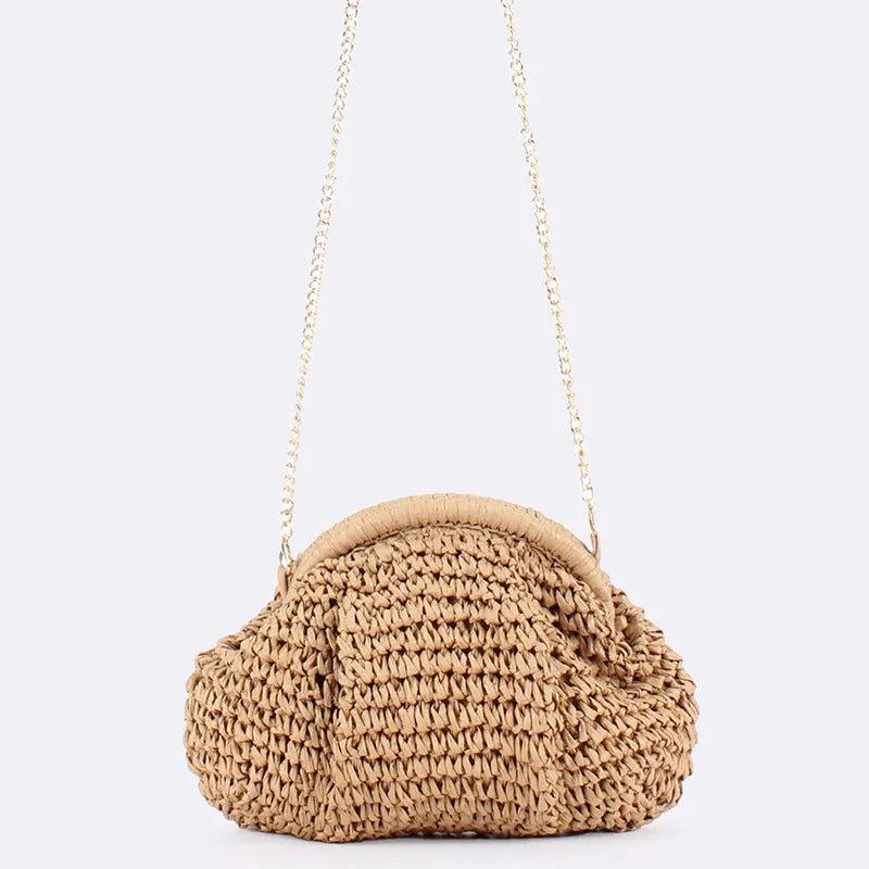 Straw Weaving Crossbody Bag | Summer Hard Shell Shoulder Purse Luxegan