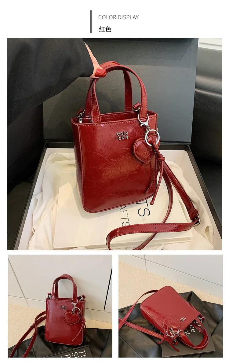 New Trend Korean Silver PU Leather Shoulder Bag | High Quality Mini Vertical Square Crossbody Purse for Women Luxegan