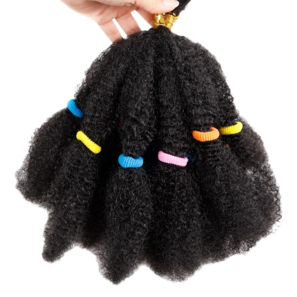 12 Inch Pre-Fluffied Afro Kinky Twist Braiding Hair | Synthetic Bulk Hair Extensions Ombre Colors