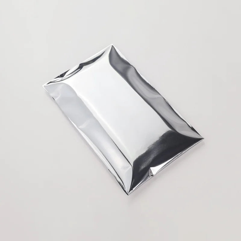 Premium Silver Self-Adhesive Gift Bags (100-Piece Set) | Luxury Customizable Logo Jewelry Packaging | Metallic Self-Sealing Holiday Party Favor Pouches Model 22 Luxegan