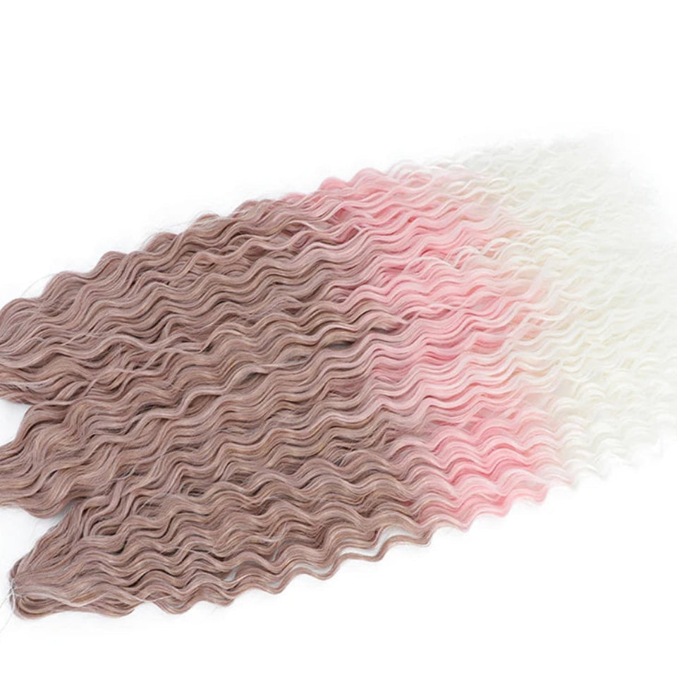 Ariel Curl Water Wave Twist Crochet Hair Extensions | Synthetic Ombre Braiding Hair 22-30 Inch - view 23