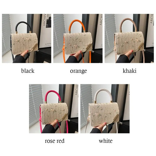 Women's Summer Bohemian Straw Bag | Woven Beach Crossbody & Rattan Braid Grass Vacation Bag (Girls Shoulder Messenger Handbag) Luxegan