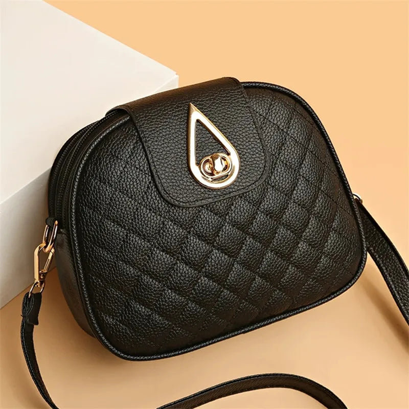 Small Quilted Crossbody Bag | Stylish PU Leather Shoulder Purse with Vintage Round Shape Luxegan