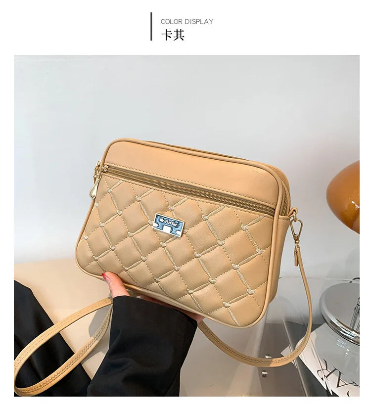Women's New Cross Border Foreign Trade Lingge PU Crossbody Bag | Versatile Small Messenger Bag & One Shoulder Square Handbag Luxegan
