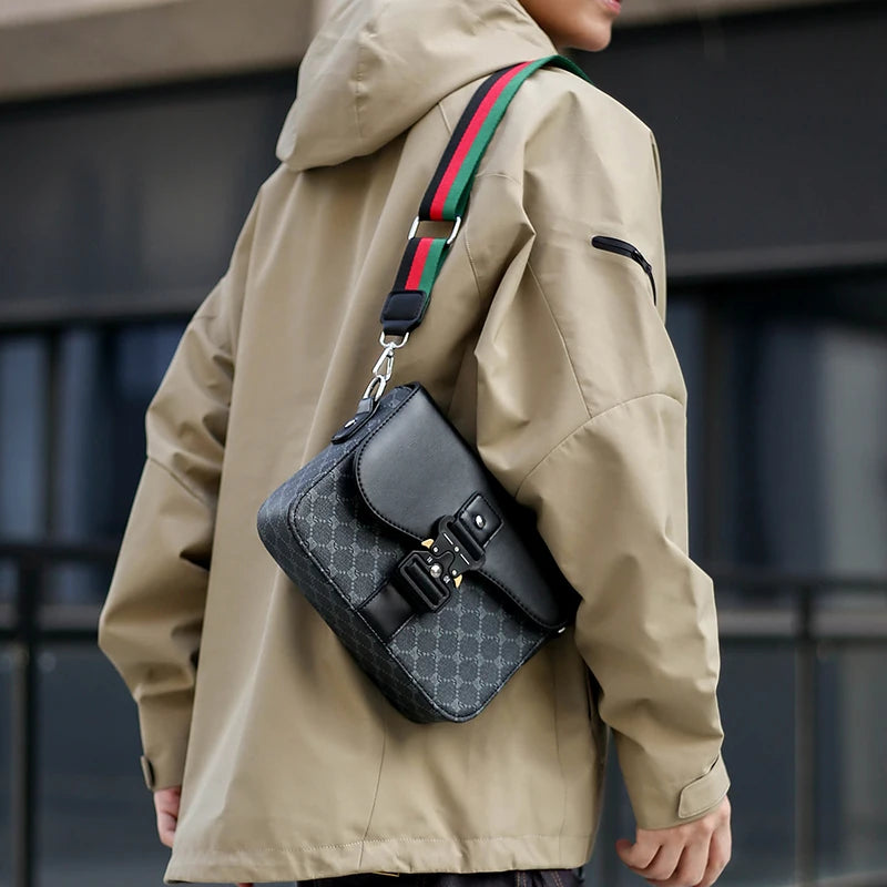 Jacquard Pattern Men's Crossbody Bag | Sophisticated "Diamond Lattice" Silhouette | High-End Casual Business Commuter Bag | "Dignified" High-Performance Waterproof Sling for Radiant Versatile Styling Luxegan