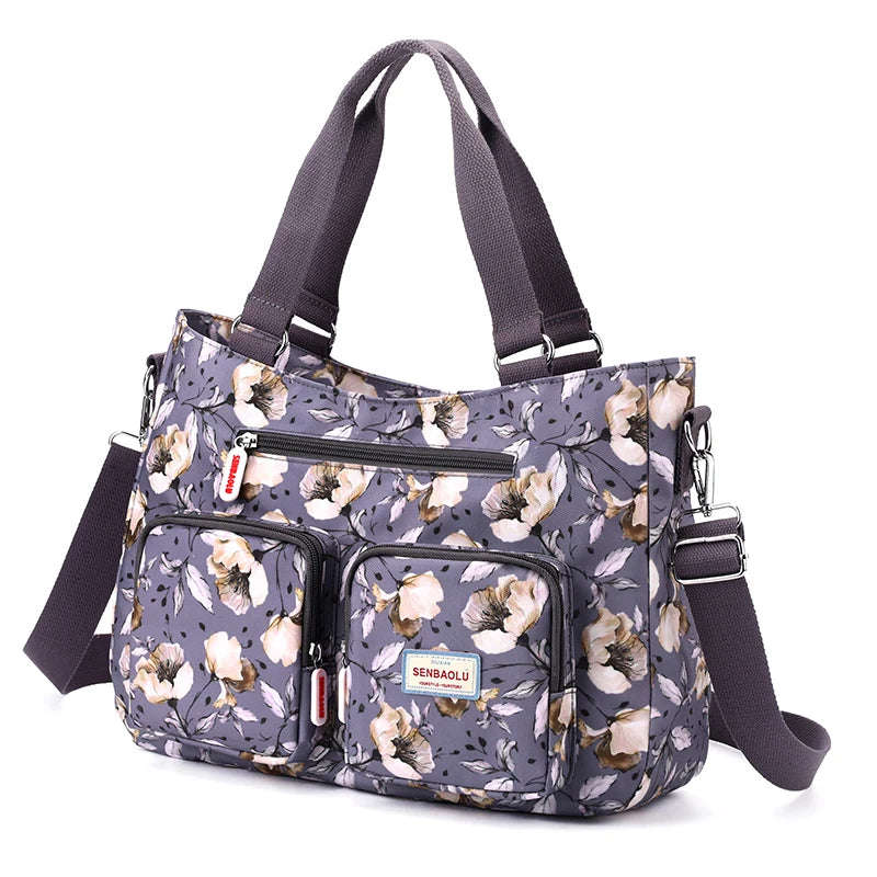 Fashion Floral Pattern Large Capacity Women Handbag | High Quality Fabric Casual Tote & Multi-pocket Shoulder Bag (SAC) Luxegan