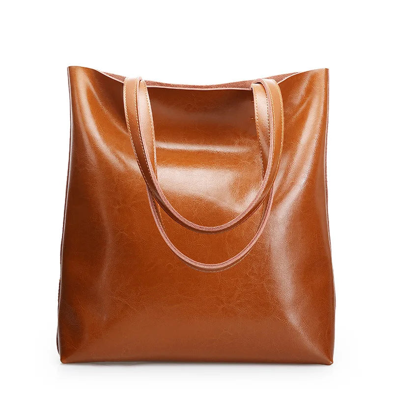 Real Genuine Leather Women's Shoulder Bags | Large Capacity Female Fashion Office Retro Handbag (Cow Leather, Big Bags for Women) Luxegan
