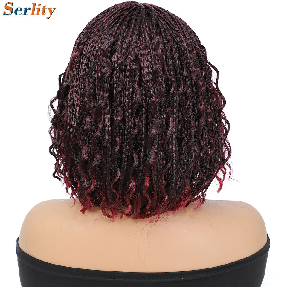 New Style Bob Box Braided Wigs For Black Women 12inches Synthetic Box Braids Crochet Hair Wigs On Sale Clearance Short Black Wig Luxegan